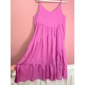 CP Shades 100% Linen Purple Ruffle Hem Maxi Dress Size Medium